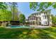 Gorgeous backyard pool with a waterfall feature and covered patio at 5868 Savona Ter, Fort Mill, SC 29708
