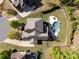 Aerial view of estate home with a private backyard oasis including a pool and meticulously landscaped grounds at 712 Chase Ct, Fort Mill, SC 29708