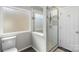 Modern bathroom featuring glass shower and neutral decor at 8917 Chalkstone Rd, Charlotte, NC 28216