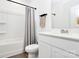 Clean bathroom with a tub, shower, and sleek vanity at 10031 Travis Floyd Ln, Charlotte, NC 28214