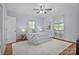 Comfortable bedroom with hardwood floors, a ceiling fan, and large windows at 101 Blueberry Hill Dr, Statesville, NC 28625