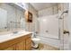 A full bathroom featuring a single sink, toilet, and shower/tub combo at 1430 Bose Ave, Rock Hill, SC 29732