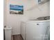 Laundry room with appliances, an art piece and a white shelving unit at 145 Meadow Pond Ln, Mooresville, NC 28117
