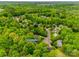 An aerial view displays the landscape with trees surrounding a neighborhood with winding roads at 2199 Lookout Pt, Rock Hill, SC 29732