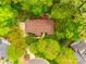 An aerial view displays the back exterior of a home surrounded by lush landscaping at 2199 Lookout Pt, Rock Hill, SC 29732