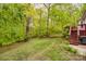 Backyard view featuring lush trees and foliage and access to the deck stairs at 2199 Lookout Pt, Rock Hill, SC 29732