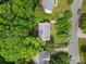 An aerial view showcases a house nestled in a neighborhood surrounded by lush greenery and mature trees at 1007 Doby Springs Dr, Charlotte, NC 28262