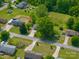 Bird's-eye view of the property highlighting its location in a green residential area at 111 Peoria Ln, Kings Mountain, NC 28086