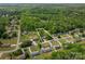 Aerial view showcasing the property's layout within its lush, wooded neighborhood at 111 Peoria Ln, Kings Mountain, NC 28086