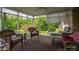 Relaxing sunroom with wicker furniture and scenic views of the surrounding greenery at 111 Peoria Ln, Kings Mountain, NC 28086