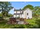Backyard with a brick outdoor cooking area and a built in fire pit at 1321 South Point Rd, Belmont, NC 28012