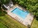 Inviting community pool with ample lounging space, surrounded by lush greenery and secured by a fence at 14457 Adair Manor Ct, Charlotte, NC 28277