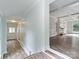 Hallway with hardwood floors leading to the living room and other areas at 1620 Matthews Dr, Rock Hill, SC 29732