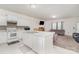 Open kitchen view with white cabinets, modern appliances, and view to living room at 4406 Huntley Glen Dr, Pineville, NC 28134
