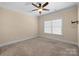 Neutral bedroom with carpeted floors, ceiling fan, crown molding, and a window at 630 Deberry Holw, Rock Hill, SC 29732