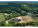 Beautiful aerial shot of the home nestled in a serene, wooded area, offering privacy and tranquility at 6511 Rehobeth Rd, Waxhaw, NC 28173