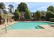 Community pool with clear water, ladder access, and a view of surrounding brick townhomes at 879 Park Slope Dr, Charlotte, NC 28209