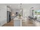 Modern kitchen with stainless steel appliances, a center island with bar seating, and gray cabinetry at 10033 Guardian Dr # 265, Charlotte, NC 28273