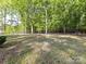 Spacious backyard with lush green trees, grass and a metal fence at 1409 Bloomsberry Ln, Waxhaw, NC 28173