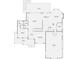 First floor plan featuring the living room, kitchen, dining room, garage, and outdoor deck at 14131 Lea Point Ct, Huntersville, NC 28078