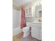 This bathroom offers a combination tub and shower, vanity and tile floors at 1537 Haupt Strasse None, Conover, NC 28613