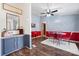 Quirky dining area featuring retro decor, a table with seating, and a built-in cabinet at 2003 Cape Hickory Cutoff Rd, Hickory, NC 28601