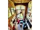 Top-down shot of a stylish living room highlighting the exposed brick and furniture at 201 S Hoskins Rd # 132, Charlotte, NC 28208