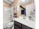 Clean bathroom featuring a tub/shower, modern vanity, and neutral decor at 2262 Galloway Sw Ln, Concord, NC 28025