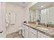 Bathroom with granite countertops, double sinks, and tile flooring at 3637 Allenby Pl, Monroe, NC 28110