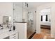 Bright bathroom features a glass shower, vanity area, neutral decor, and is attached to the main bedroom at 3637 Allenby Pl, Monroe, NC 28110