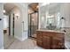 Bathroom featuring a glass shower, vanity, and tiled floors at 364 Stone Cliff Ln, Clover, SC 29710