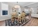 Dining area features a round table and chairs on a patterned rug, illuminated by natural light from surrounding windows at 4012 Moxie Way, Charlotte, NC 28215