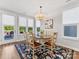 Dining area features a round table and chairs on a patterned rug, illuminated by natural light from surrounding windows at 4012 Moxie Way, Charlotte, NC 28215