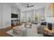 Bright living room featuring hardwood floors, large windows, and neutral tones at 4019 Plaza Row Ct, Charlotte, NC 28205