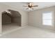 Bedroom with dormer style ceilings, ceiling fan, carpeted floor, and natural light at 541 Nw Sutro Forest Dr, Concord, NC 28027