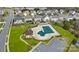 Aerial view of a neighborhood pool and parking area at 6153 Kilchurn Dr, Fort Mill, SC 29707