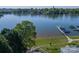 Serene lake view featuring a private dock, lush greenery, and waterfront access for tranquil living at 637 Williamson Rd # 309, Mooresville, NC 28117
