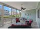 Relaxing screened porch with stylish wicker furniture and views of a landscaped yard at 9803 Tree Canopy Rd, Charlotte, NC 28277