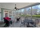 Comfortable screened porch offers an outdoor living space with views of the neighborhood at 9803 Tree Canopy Rd, Charlotte, NC 28277
