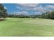 Picturesque golf course view highlighting lush greens, a sand trap, and mature trees under a partly cloudy sky at 115 Players Park Cir, Statesville, NC 28677