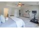 Spacious bedroom with neutral walls, carpet floors, and a modern exercise bike at 13015 Rothe House Rd, Charlotte, NC 28273