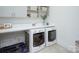 Well-organized laundry room featuring modern washer and dryer, ample counter space, and storage cabinets at 1528 Half Pint Loop, Fort Mill, SC 29708