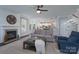 Bright living room with fireplace, plush seating, and an open view to the kitchen at 8014 Avanti Dr, Marvin, NC 28173