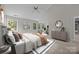 Bright bedroom with vaulted ceiling, and stylish decor with an open view to the living room at 9000 Stourbridge Dr, Huntersville, NC 28078