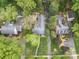 Aerial view of property showcasing mature trees, landscaping and roof at 1943 S Wendover Rd, Charlotte, NC 28211