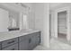 Bathroom with double vanity, marble floors and an oversized walk-in shower at 210 Goldenrod Cir, Salisbury, NC 28147