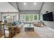 Bright living room features large windows, neutral colors, and comfortable seating at 2501 Mt Isle Harbor Dr, Charlotte, NC 28214