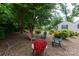 Relaxing backyard space with chairs in a shady area at 539 Marsh Rd, Charlotte, NC 28209