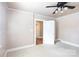 Bedroom with an open door that shows the hardwood floors of the other rooms at 539 Marsh Rd, Charlotte, NC 28209