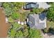 Aerial view of a house surrounded by trees and a lake, featuring a dock and outdoor living spaces at 7748 Long Bay Pkwy, Catawba, NC 28609